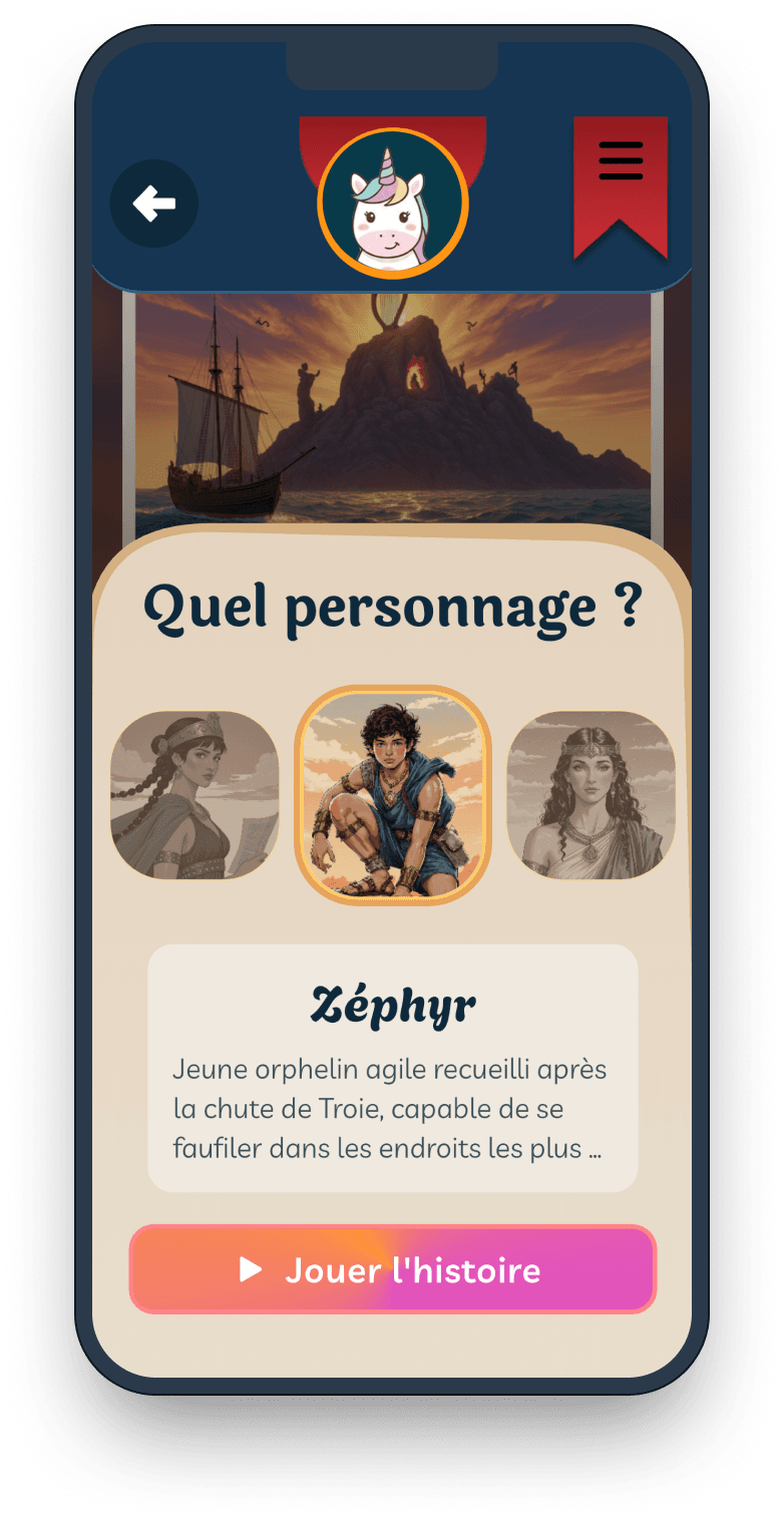 Aperçu de l'application StoryWeaver sur smartphone